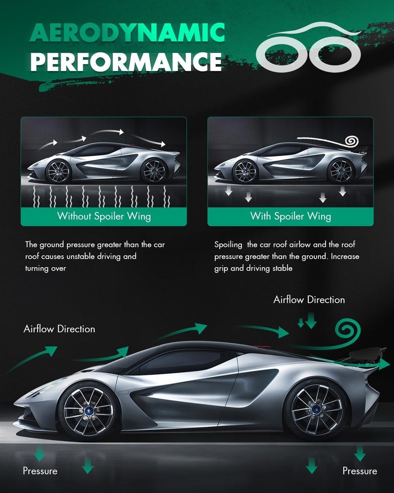 SCITOO جناح سبويلر خلفي لسيارة كاديلاك ATS سيدان 4 أبواب 2.0L قاعدة، جناح سبويلر خلفي مطفي أسود - Image 5